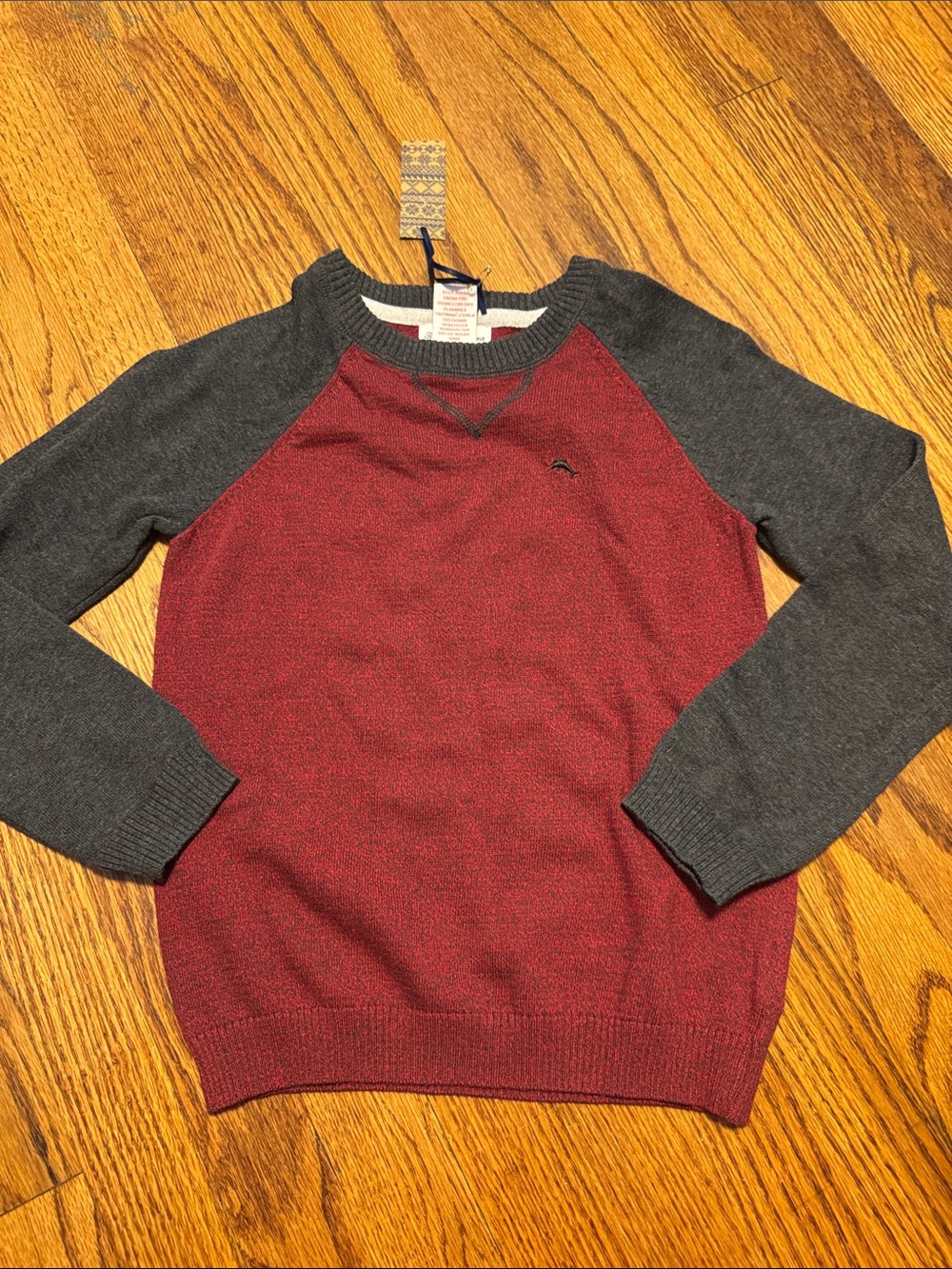 Tommy Bahama Two-Tone Crewneck Sweater - Red and Charcoal